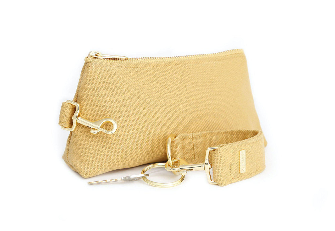 Beige canvas 2-piece wristlet set by KEYPER