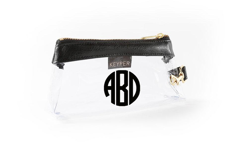 Classic Black Vegan Leather CLEAR Bag with monogram