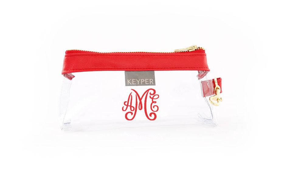 Perfect Red Vegan Leather CLEAR Bag with monogram