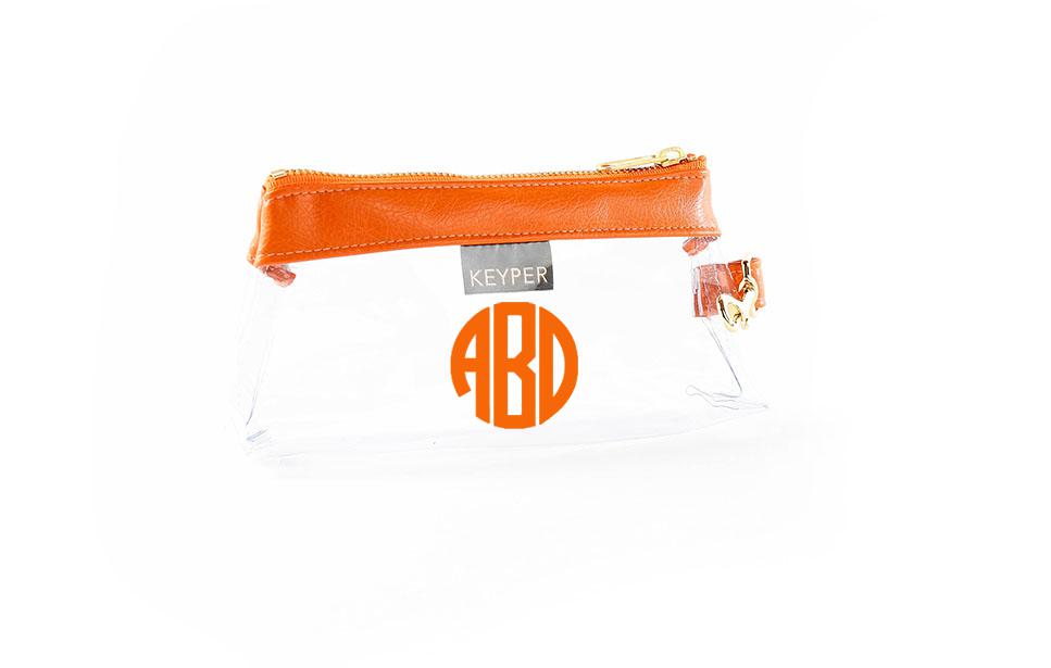 Persimmon Vegan Leather CLEAR Bag with monogram