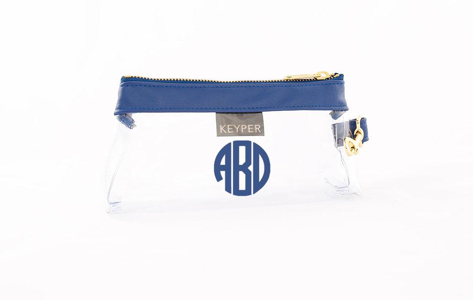 Royal Blue Vegan Leather CLEAR Bag with monogram