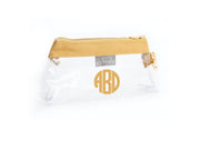 Beige canvas clear monogrammed wristlet by KEYPER