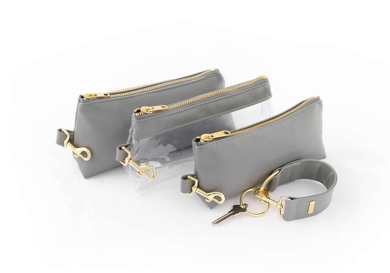 Cool Grey Vegan Leather WRISTLET SET