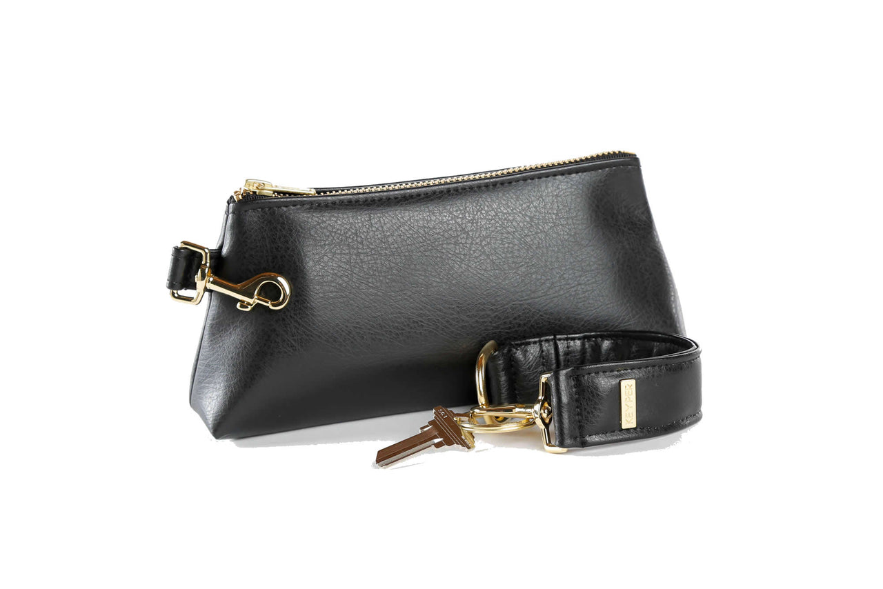 Classic Black Vegan Leather 2-PIECE WRISTLET SET