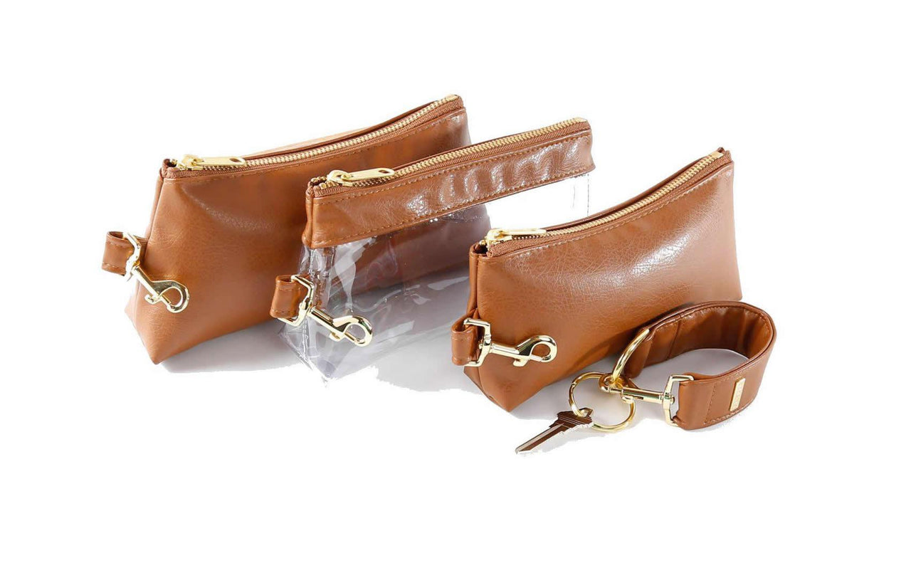Saddle Brown Vegan Leather WRISTLET SET