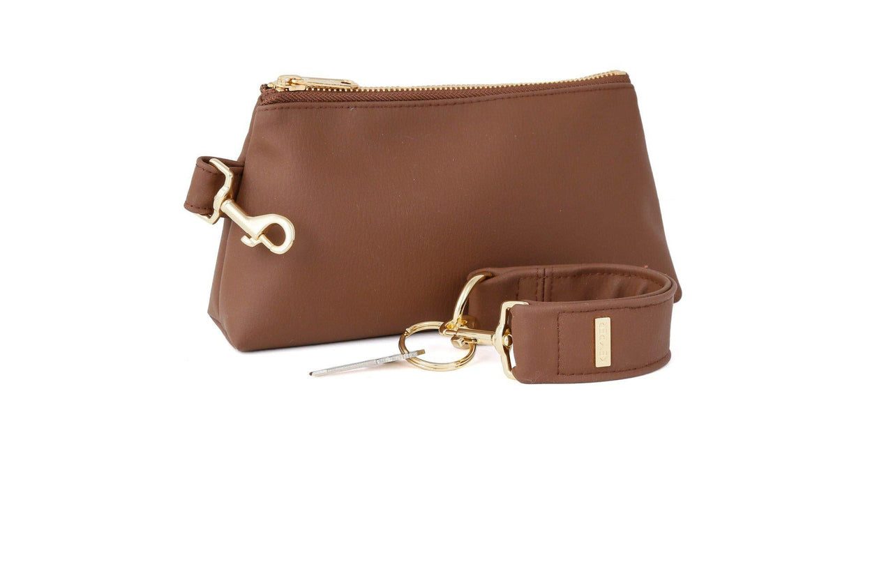 Vegan leather coco brown 2-piece key ring wristlet by KEYPER