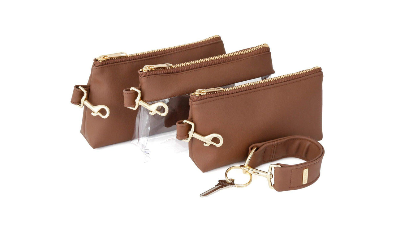 Coco Brown Vegan Leather Wristlet Set