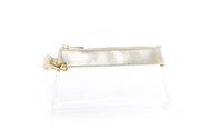 pouch, clutch purse, keyring bracelet, clear bag, leather
