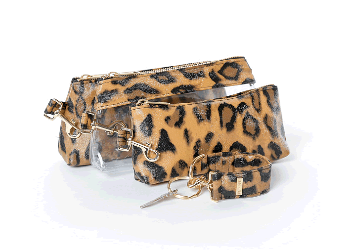 clutch purse, travel purse, key ring bracelet, faux leather (vegan), clear bag pouch, Wristlet Set