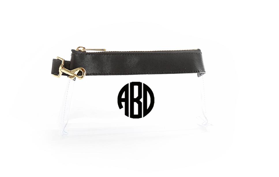 Classic Black Leather CLEAR Bag with monogram