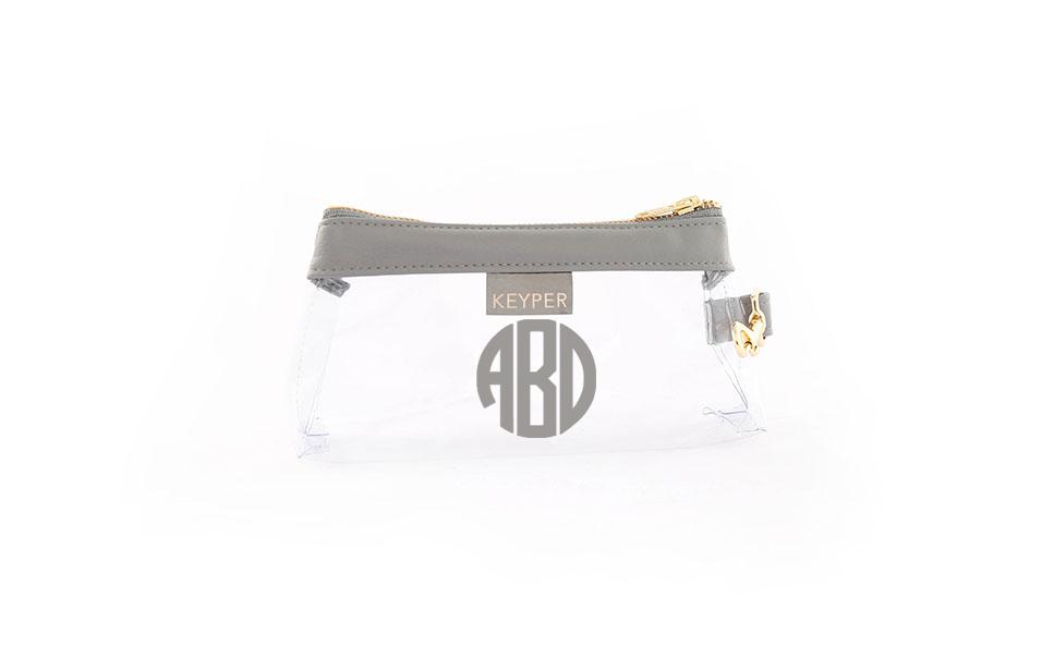 Cool Grey Vegan Leather CLEAR Bag with monogram