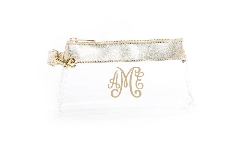 Rich Gold Leather CLEAR Bag with monogram