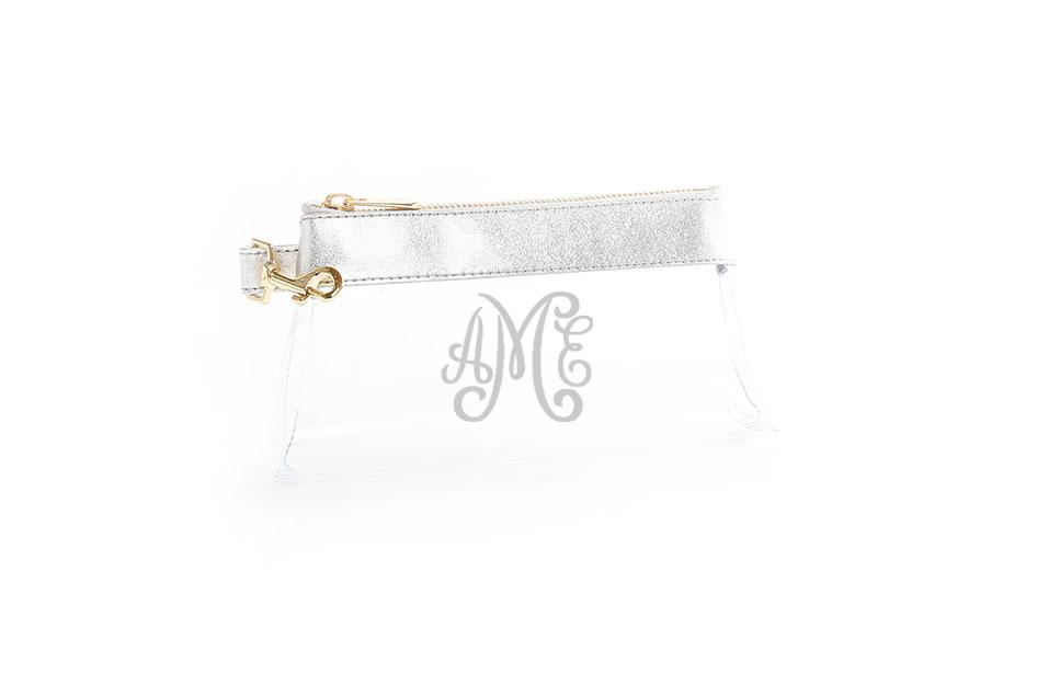 Stunning Silver Leather CLEAR Bag with monogram
