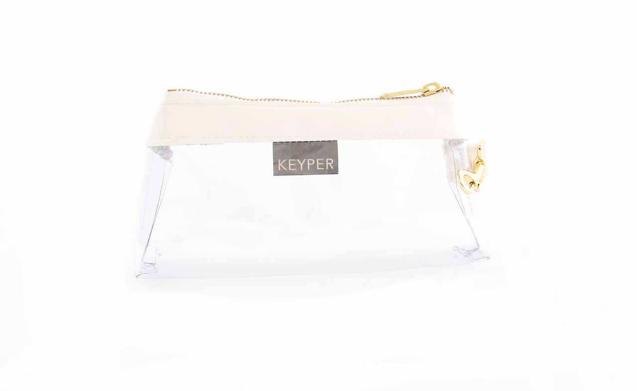 Frost White CLEAR Bag  - Vegan Leather Trim