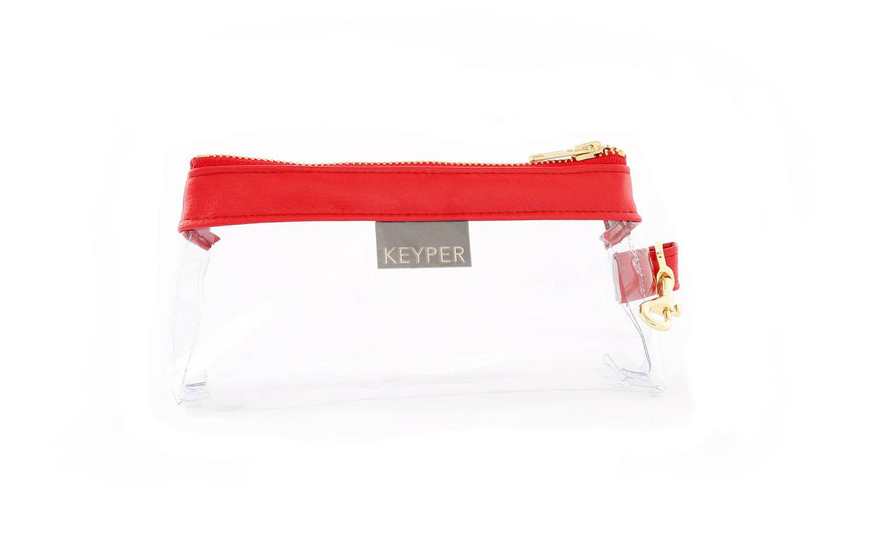 Perfect Red CLEAR Bag  - Vegan Leather Trim