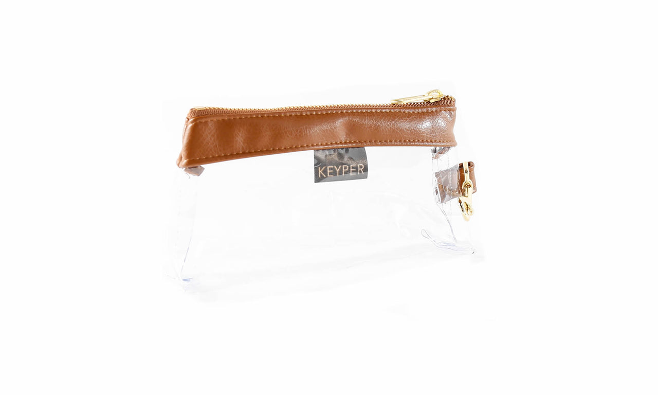 Saddle Brown CLEAR Bag - Vegan Leather Trim